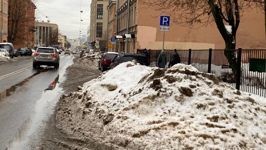 Коммунальные службы игнорируют снегоуборку на платных парковках в центре Петербурга