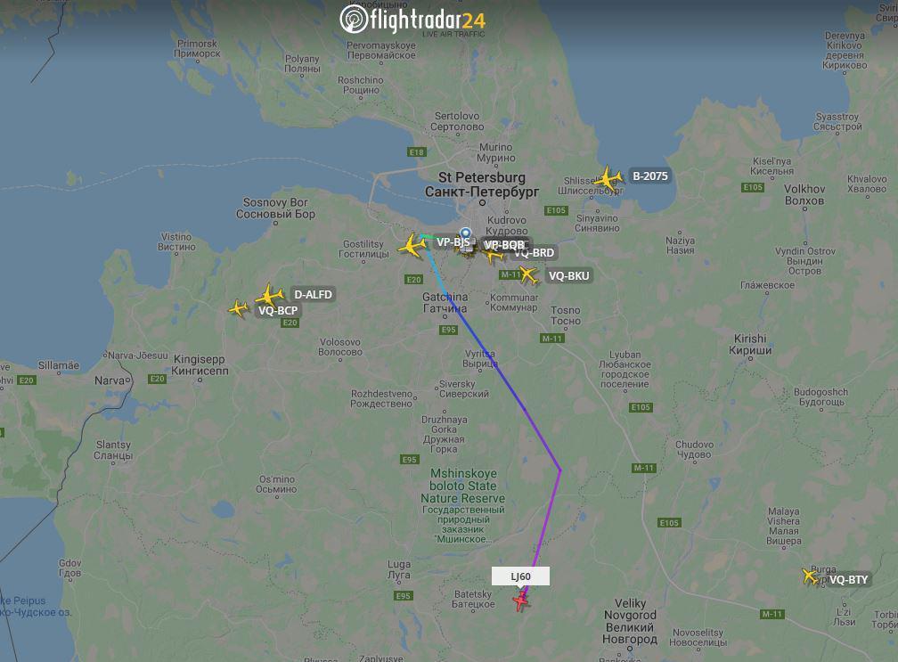 Самолет Пригожина вылетел из аэропорта Пулково в сторону Украины