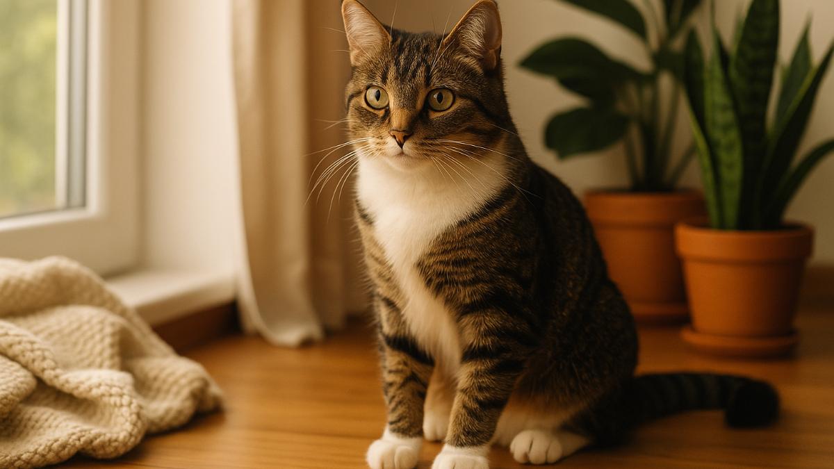 Кошка с белыми носочками