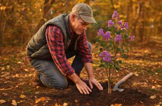 Спирея создаёт пышный декоративный бордюр на уличной стороне забора