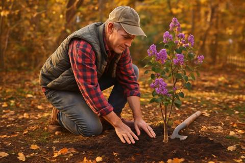Спирея создаёт пышный декоративный бордюр на уличной стороне забора
