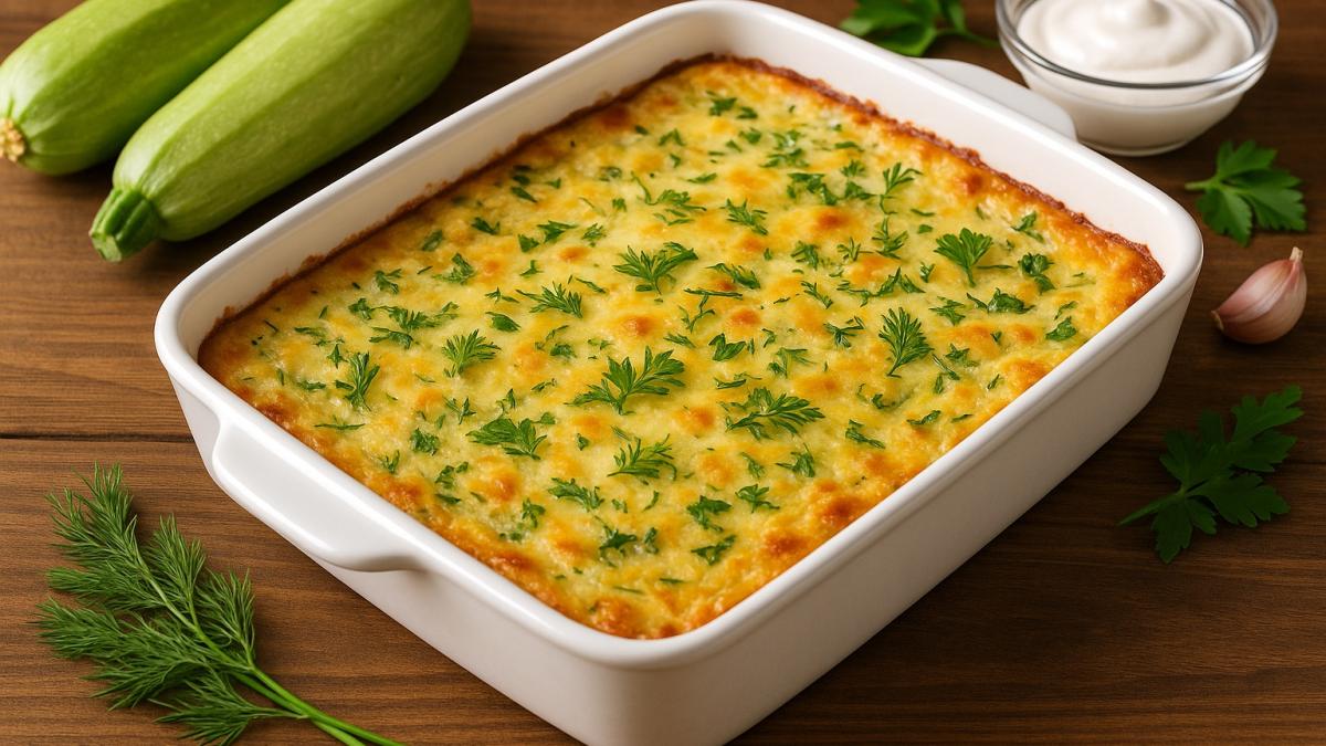 Запеканка из кабачков с сыром и зеленью