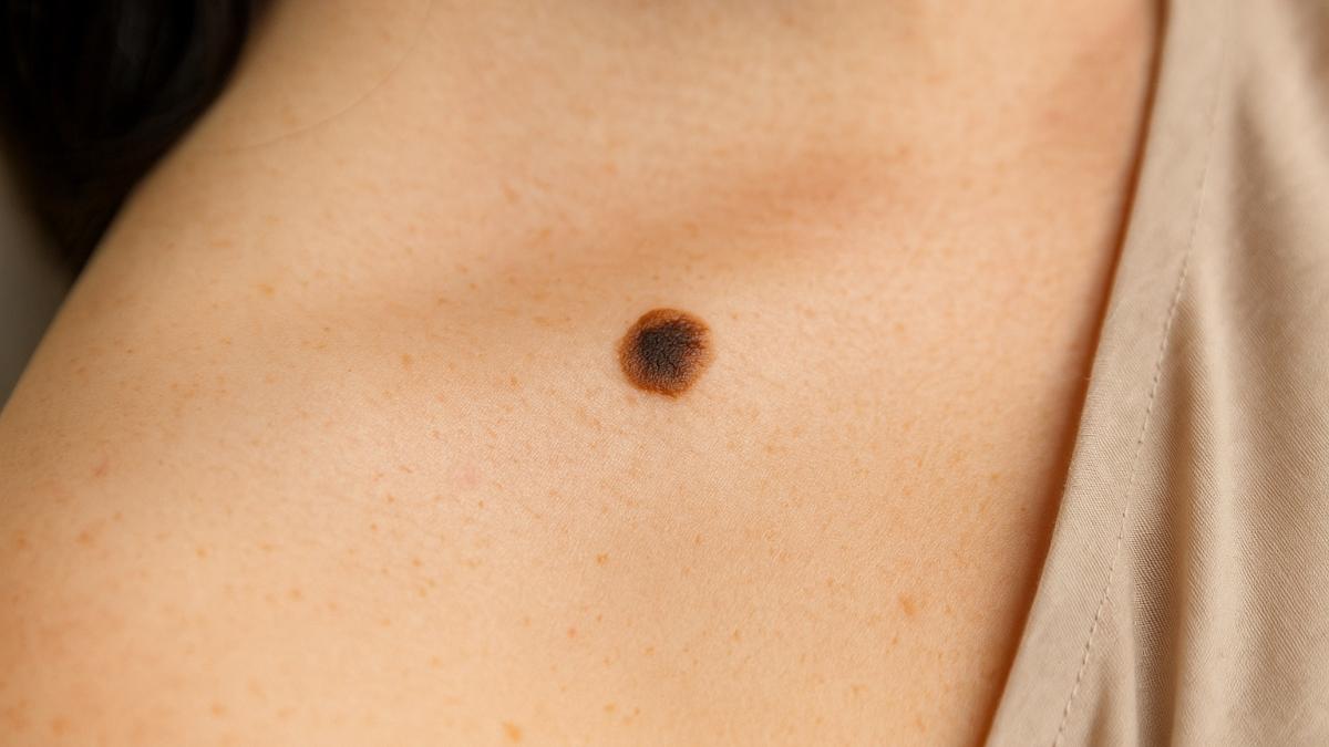Родинка на коже крупным планом