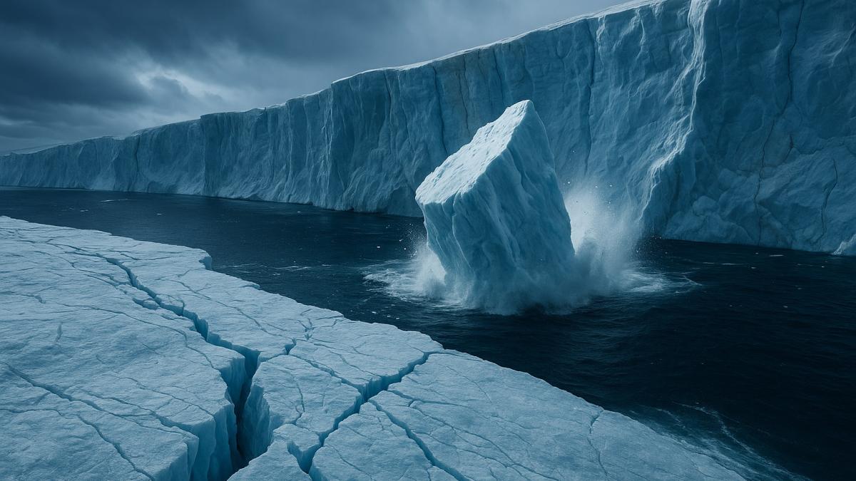 Ледник с откалывающимся айсбергом