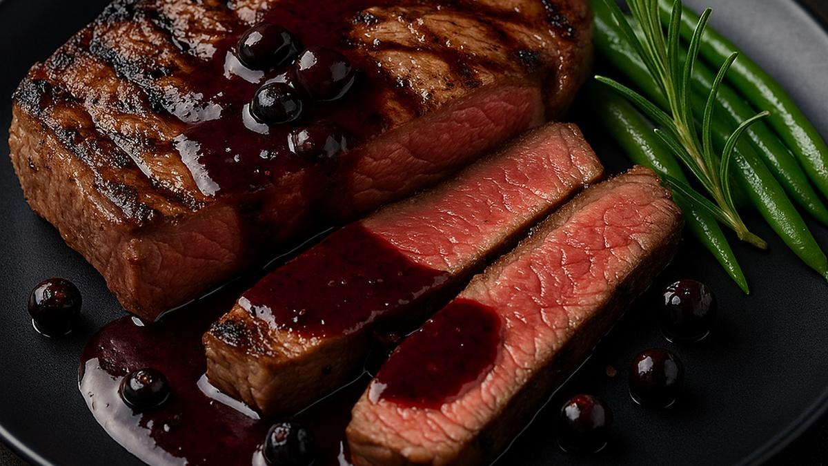 Стейк из говядины с соусом из смородины Стейк из говядины с соусом из смородины