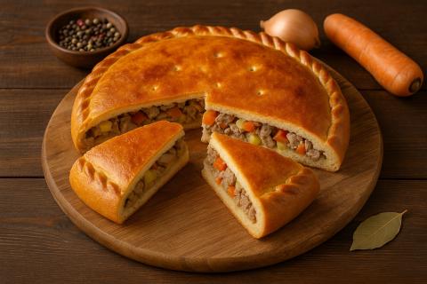 Пирог с рисом, курагой и изюмом сохраняет форму при нарезке