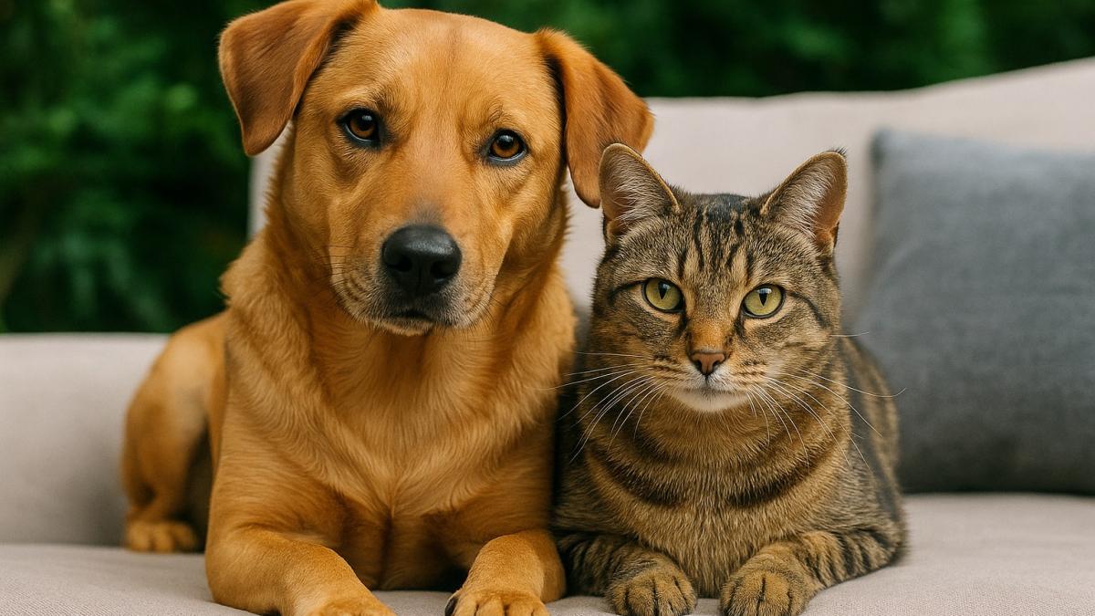 Кошка и собака рядом Кошка и собака рядом