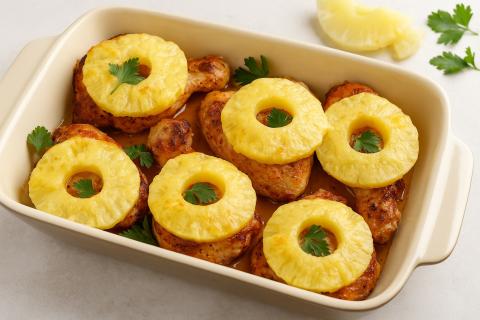 Свинина с ананасами и сыром в духовке получается сочной — повар