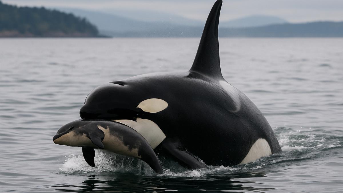 Косатка с детёнышем