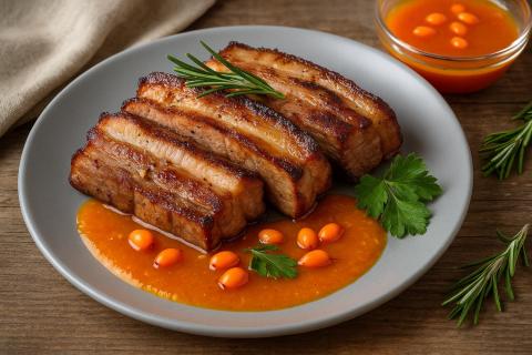 Грудинка свиная с помидорами и сыром в духовке сохраняет сочность