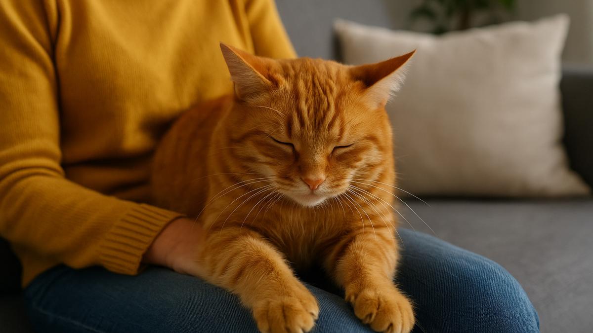 Кошка на коленях