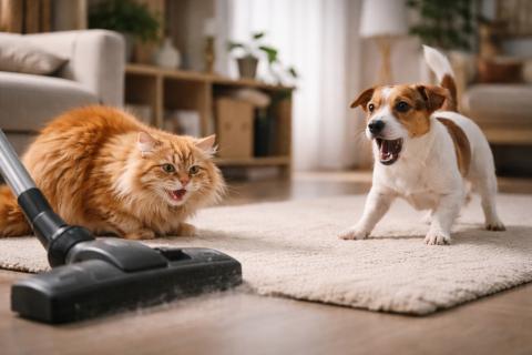 Шумный враг поднимает панику: как пылесос превращает дом в зону стресса для питомцев