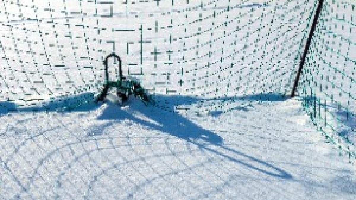 Goalpost in the snow at Brastad Arena Goalpost in the snow at Brastad Arena