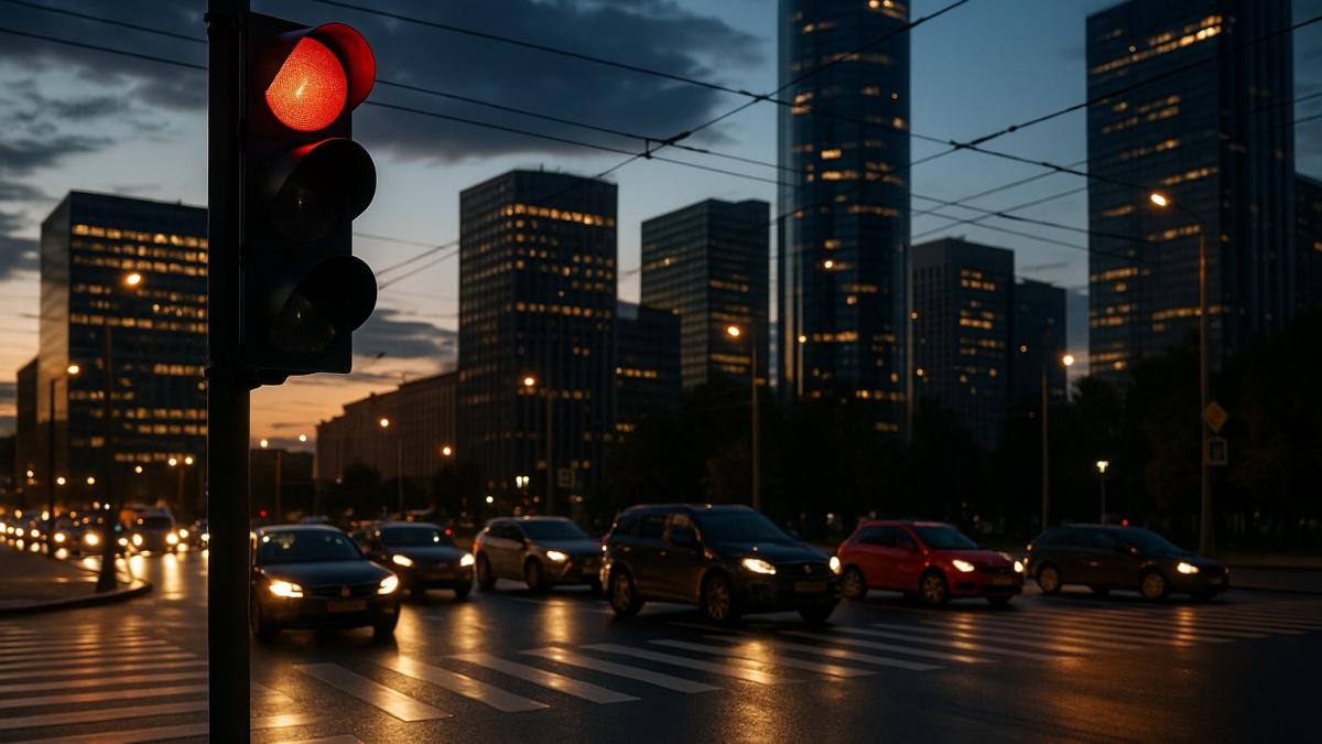 Перекрёсток Москвы вечером Перекрёсток Москвы вечером