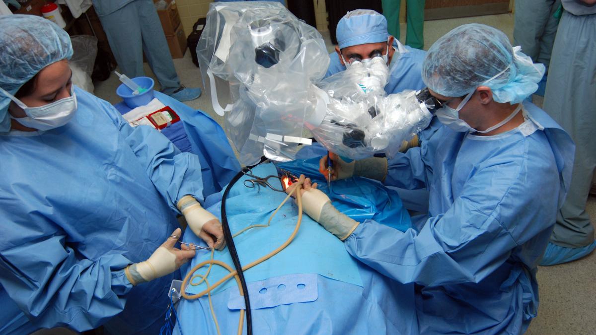 Ear surgery on a patient Ear surgery on a patient
