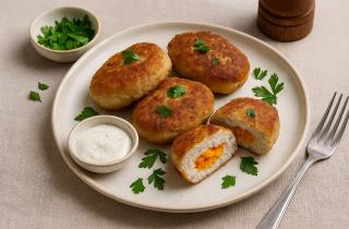 Новогодние шары с индейкой и шампиньонами получаются хрустящими — повар