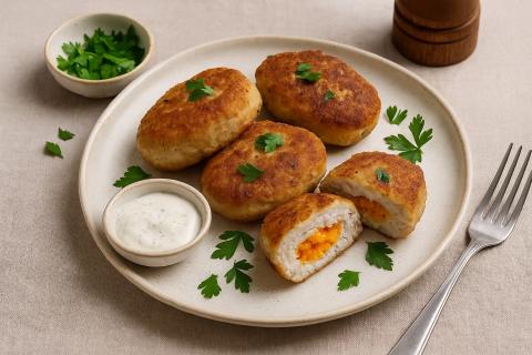 Новогодние шары с индейкой и шампиньонами получаются хрустящими — повар