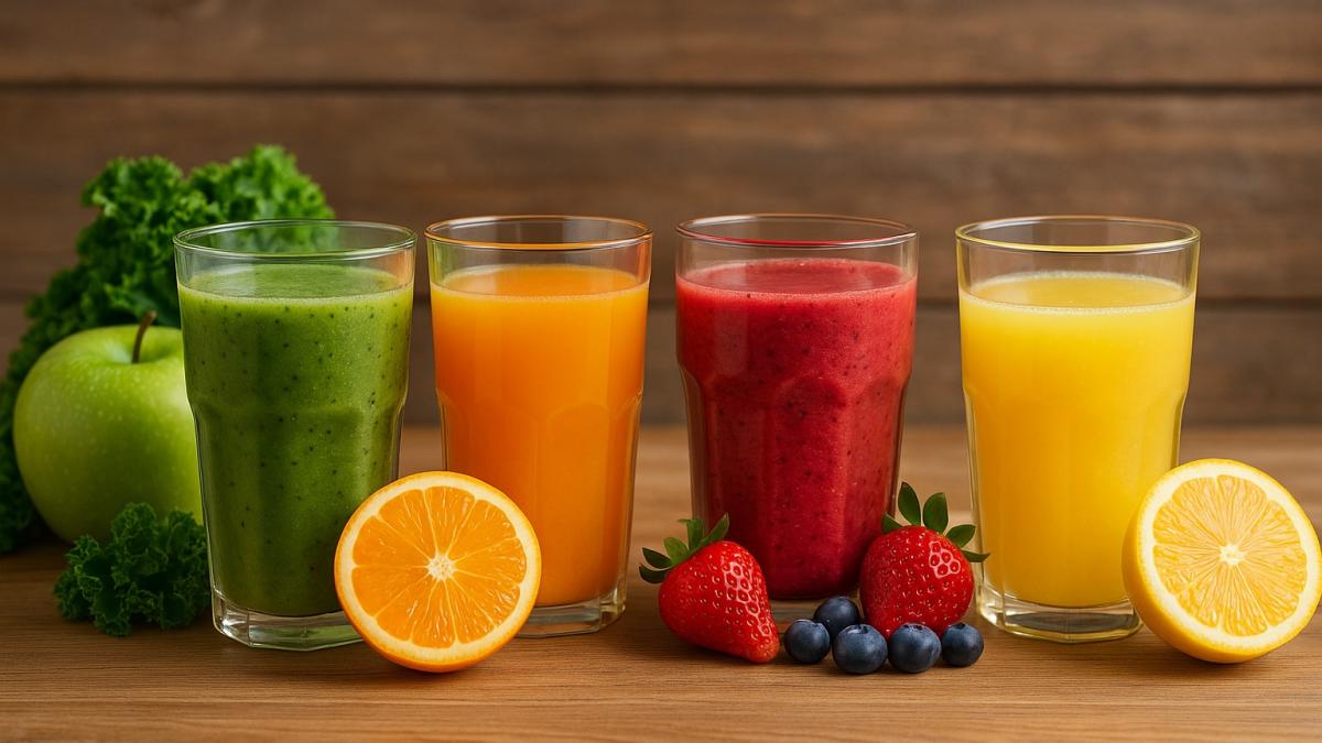 Соки и смузи на столе