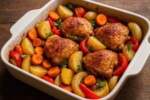 Курица с ананасами и сыром в духовке сохраняет золотистую корочку