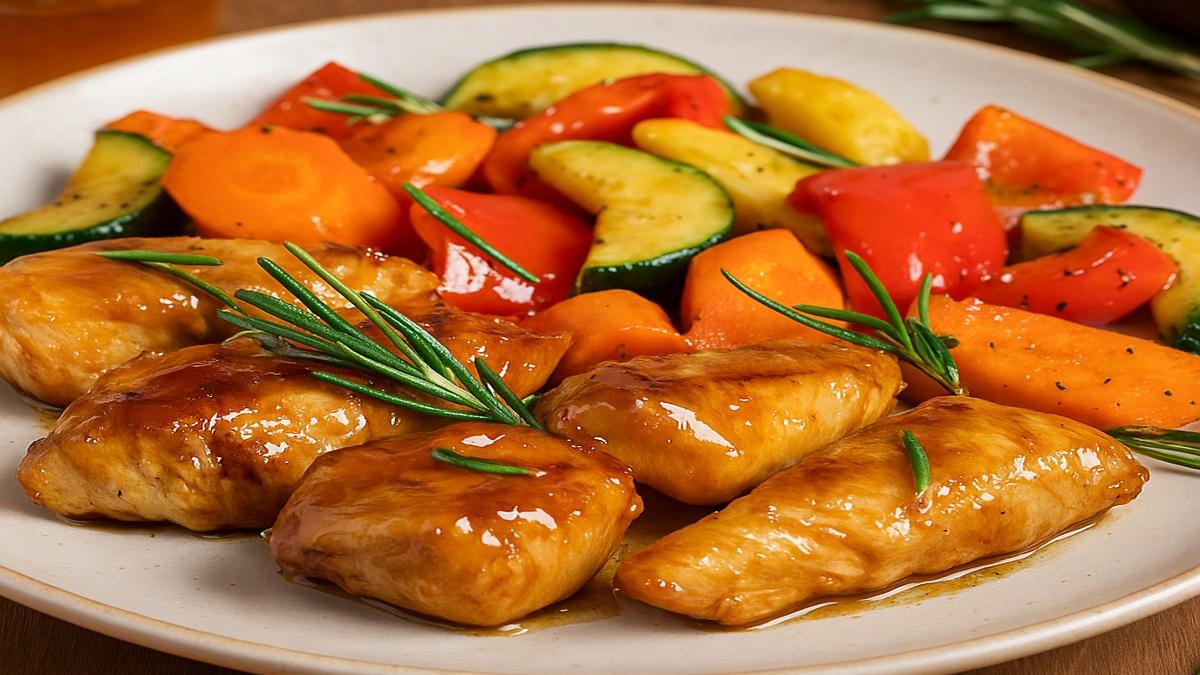 Индейка в хвойном мёде с овощами