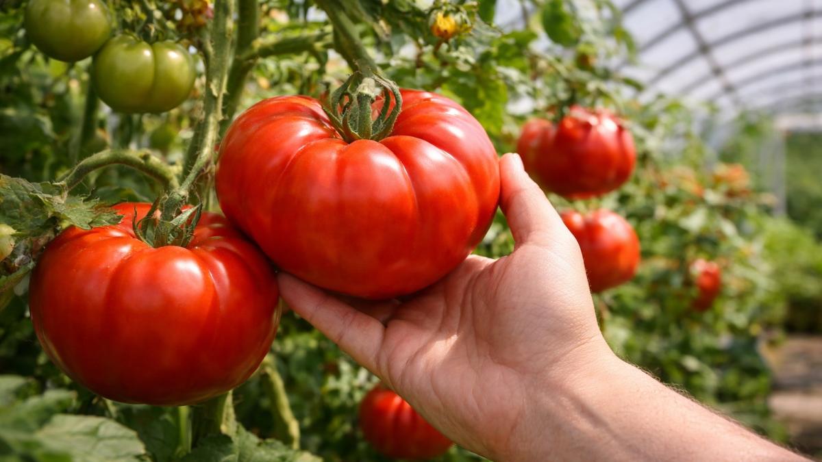 Биф-томаты в теплице