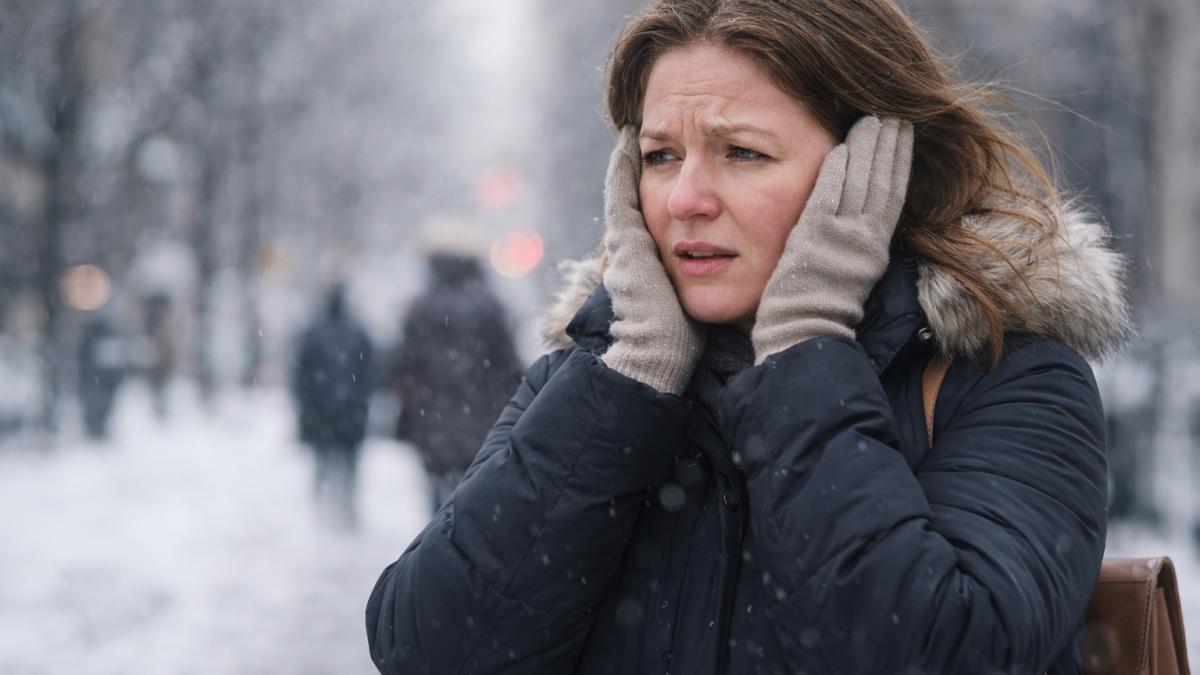 Девушка зимой без шапки