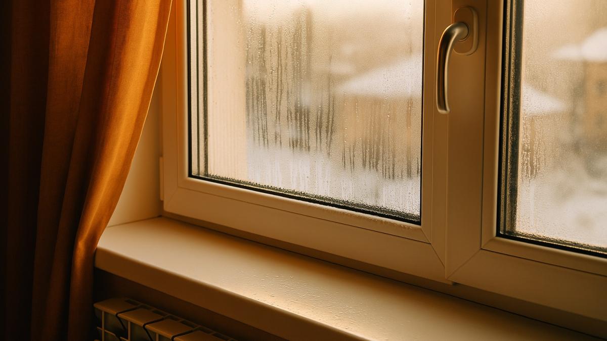 Конденсат на пластиковом окне зимой