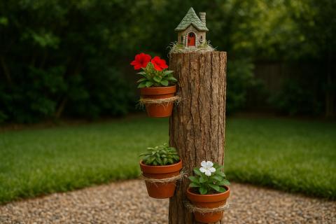 Сухое бревно без гнили можно превратить в креативную подставку для растений Сухое бревно без гнили можно превратить в креативную подставку для растений