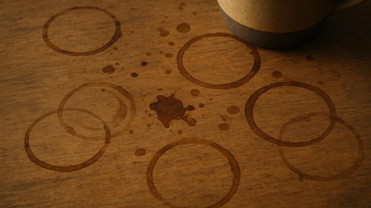 Кофейные пятна на столе