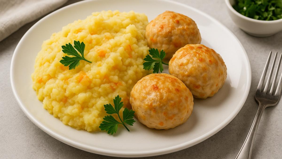 Куриные тефтели с овощным пюре