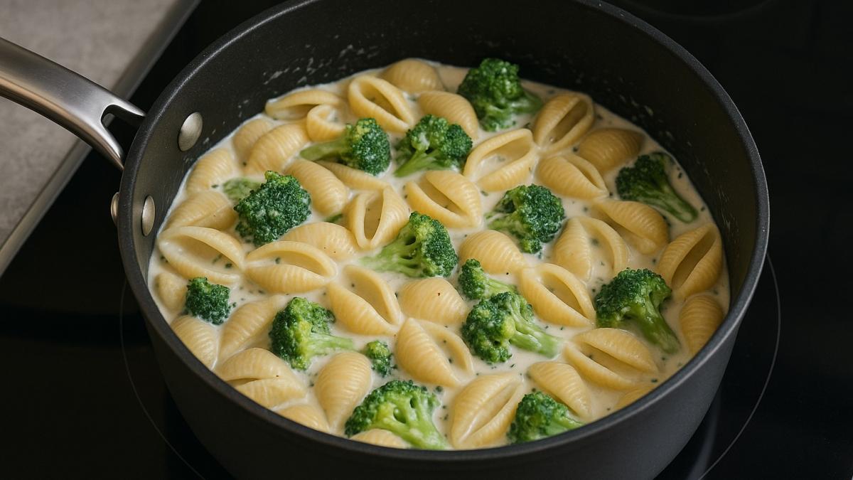 Макароны с брокколи в соусе