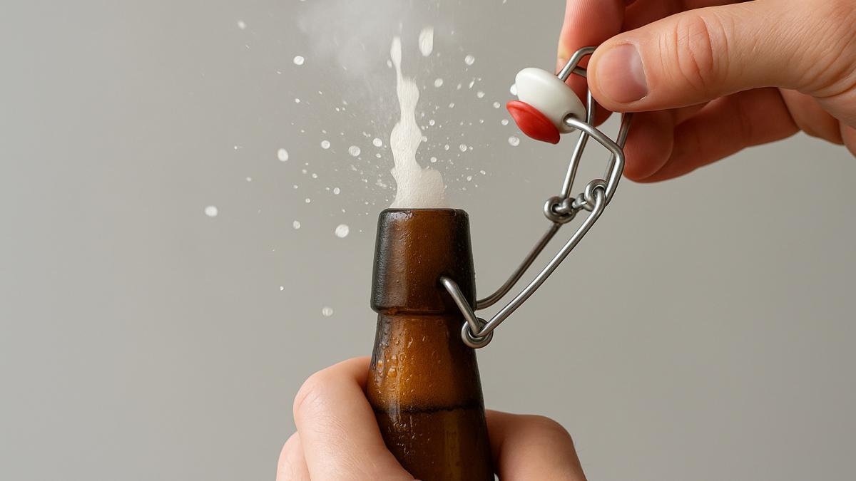 Момент открытия бутылки с брызгами
