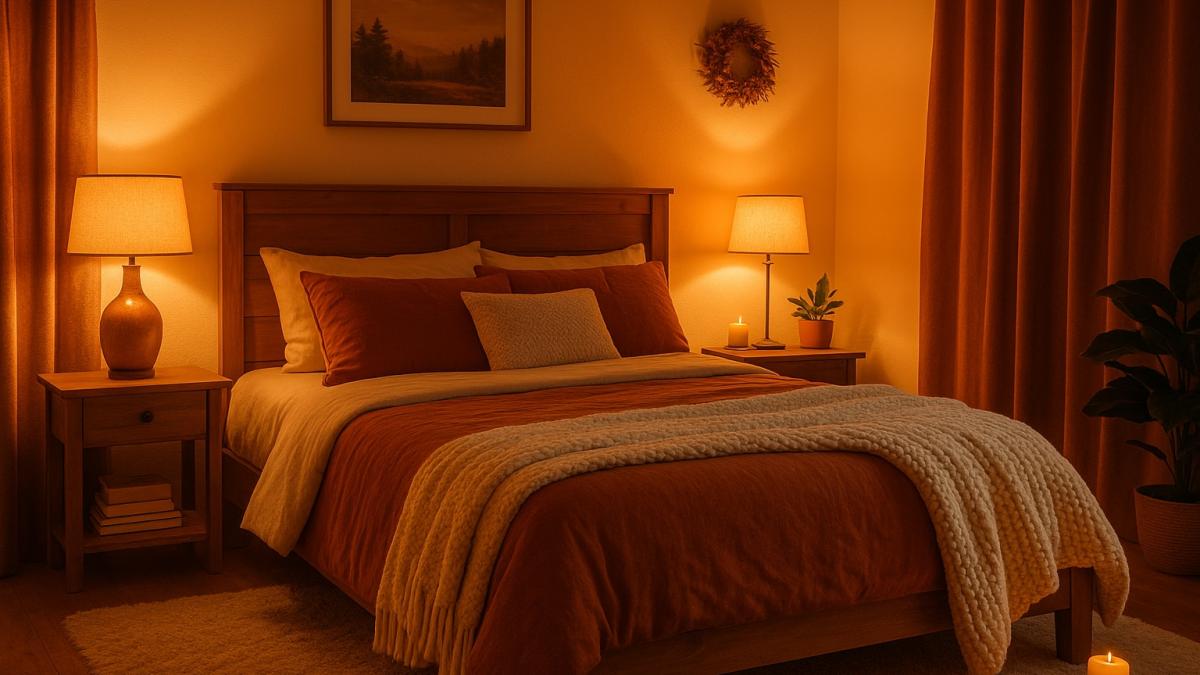 Тёплая спальня осенью