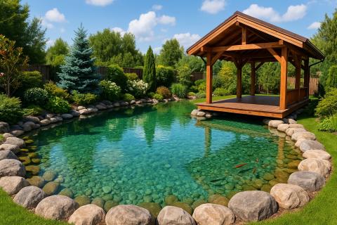 Пруд на участке улучшает микроклимат создавая прохладу и повышенную влажность — Ольга Нестеренко