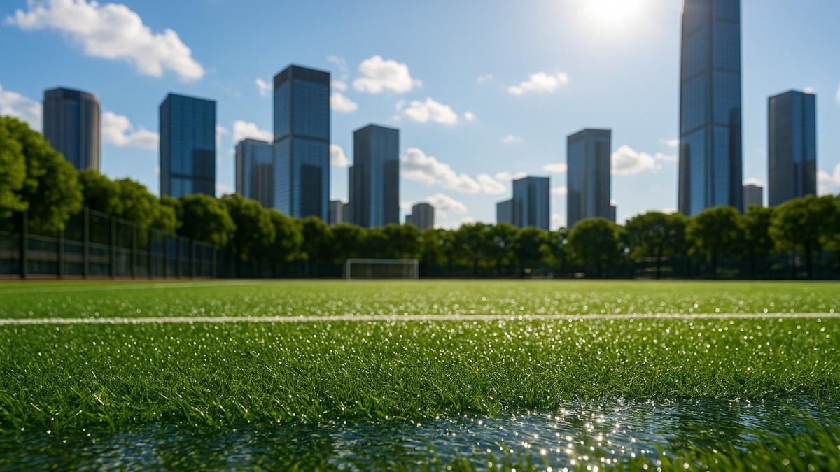Охлаждающий газон в жарком городе