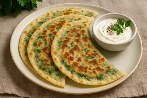 Кутабы с начинкой из зелени готовят на тонком тесте без дрожжей — повара