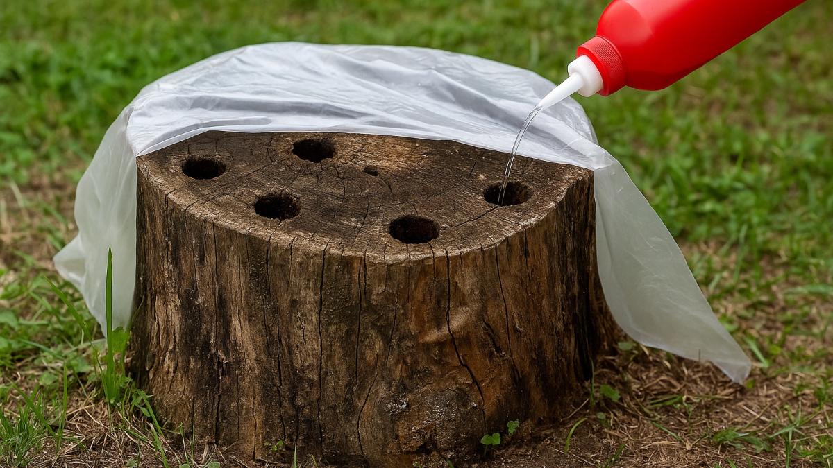 Удаление пня биосредством