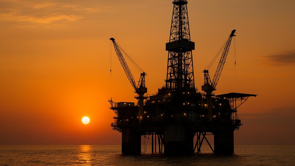 Нефтяная платформа на закате