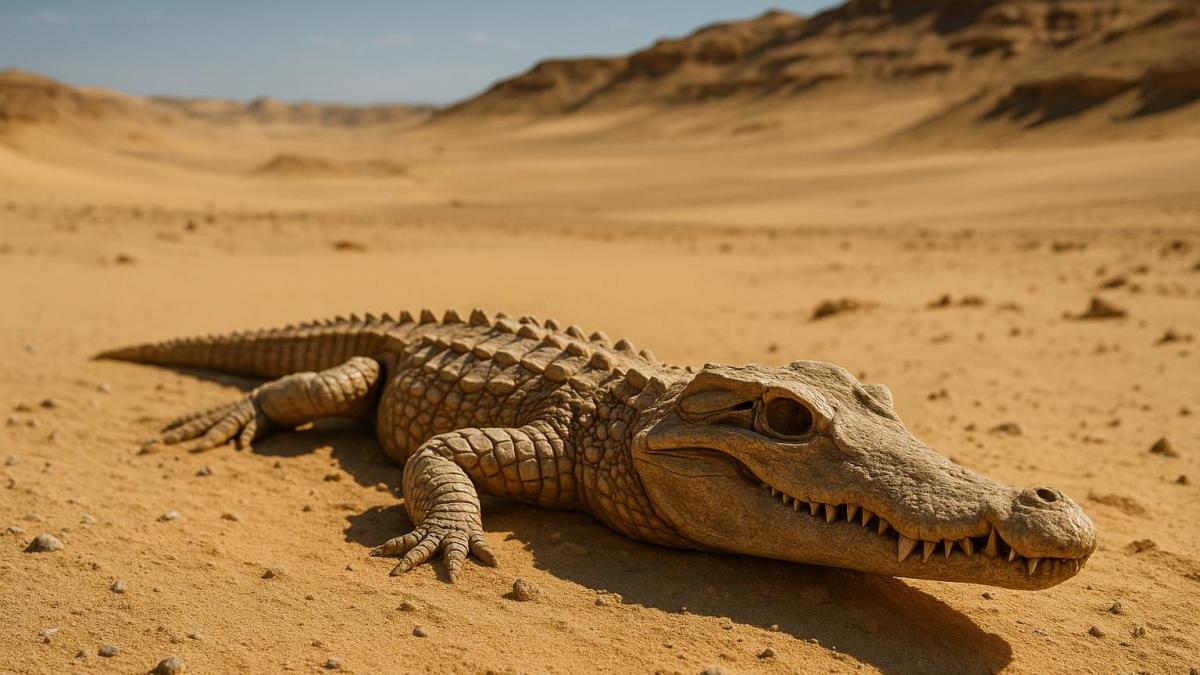 Древний морской крокодил в египетской пустыне