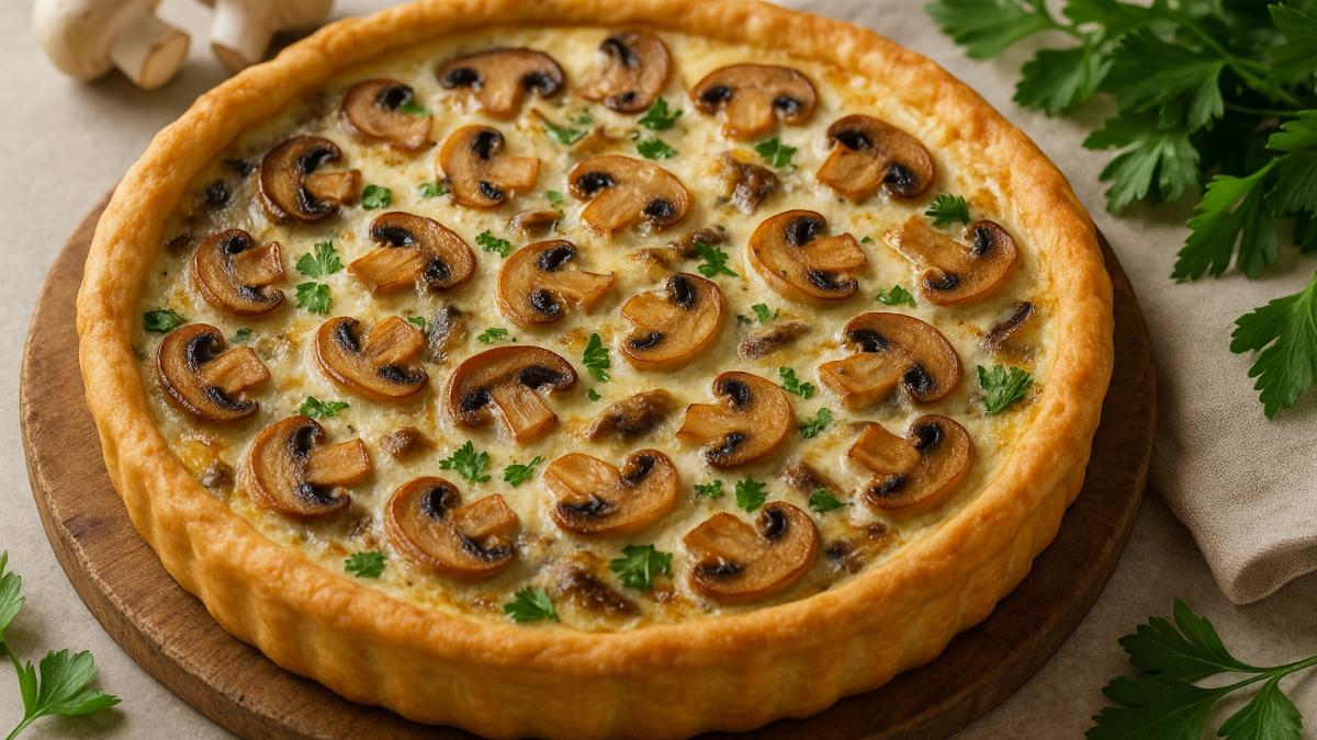 Пирог с грибами и сметаной