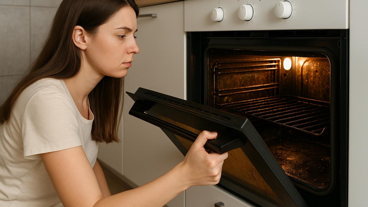 Девушка открывает духовку