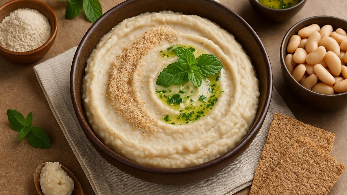 Пюре из фасоли с мятным маслом и толокном Пюре из фасоли с мятным маслом и толокном