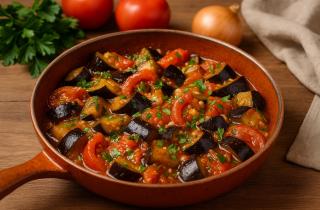 Приготовление баклажанов с томатами на сковороде занимает менее 30 минут — повар