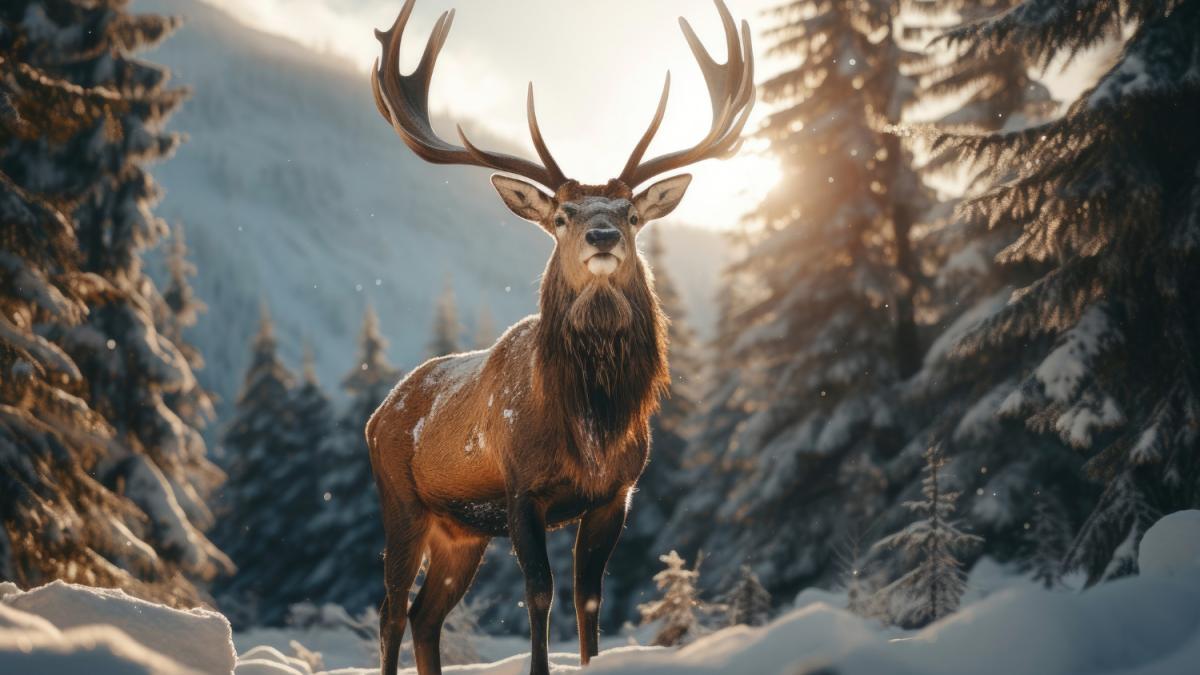 Северный олень в лесу