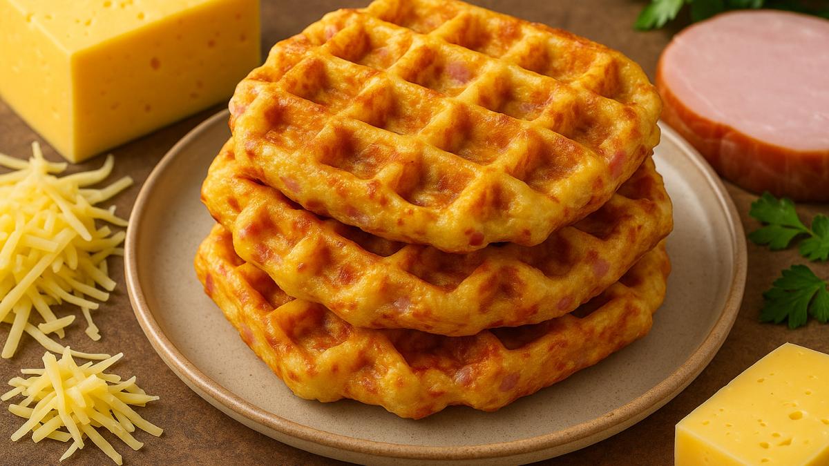 Сырные вафли с ветчиной и сыром