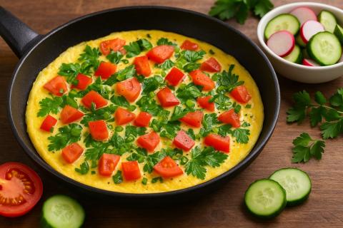 Взбил яйца с молоком для колбасного омлета — результат вау, поднимается сам: быстрее, чем в духовке