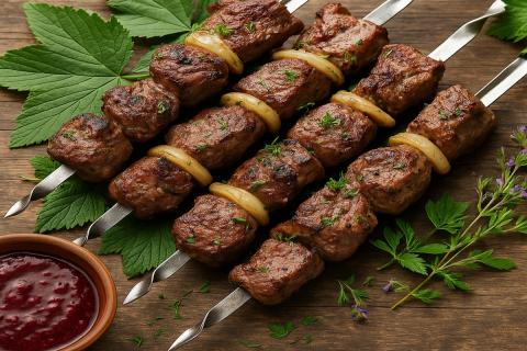 Жарил шашлык из свинины без мангала — мясо получилось золотистым и ароматным: жаль, раньше не знал