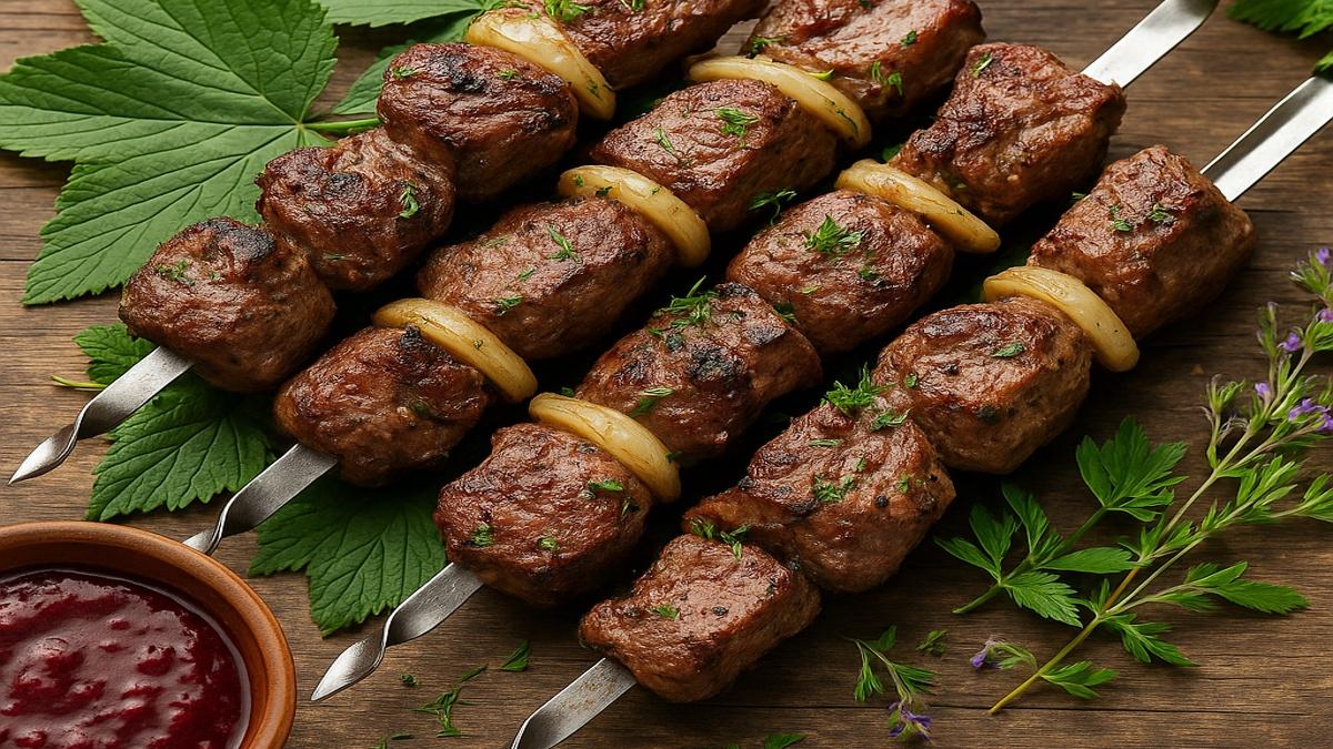 Шашлык из ягнёнка с настоем смородинового листа