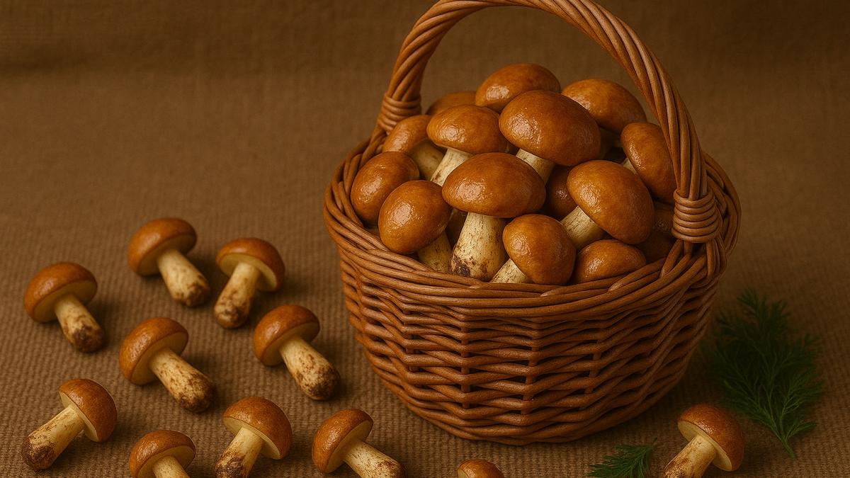 Маслята в корзине