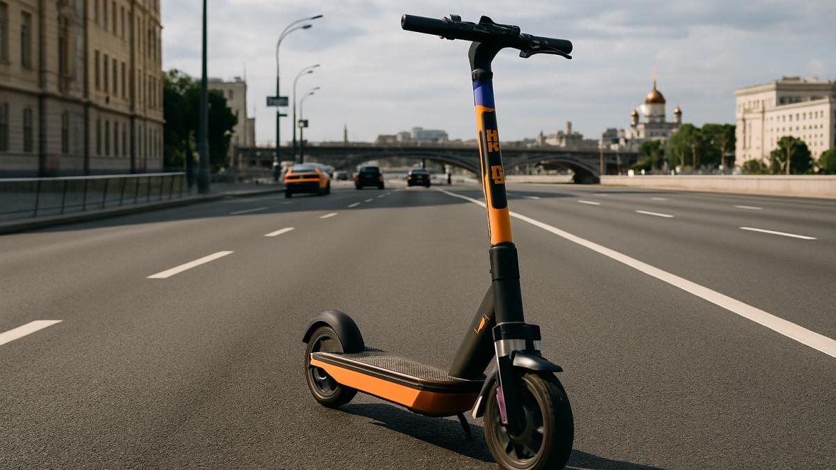 Электросамокат на дороге